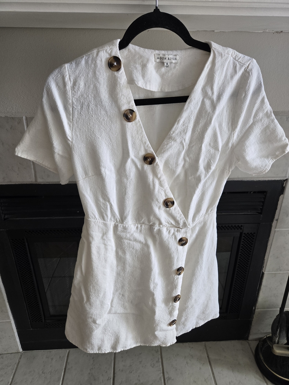Moon River Petrie Bottomed Asymetric Dresswith With Wood-Tone Buttons